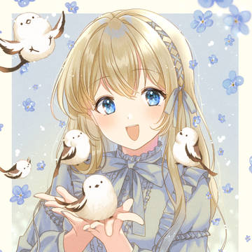 女の子とシマエナガ