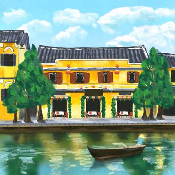 ベトナムホイアンのオールドタウンの全景