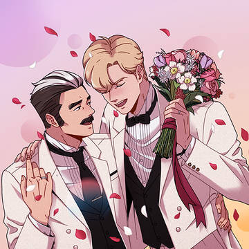 伝説の二人結婚アンソロフライヤーイラスト2点 (テキスト無し)