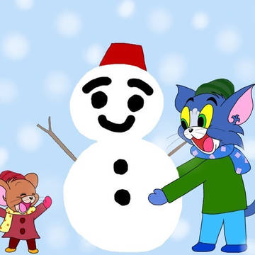 トムとジェリーとゆきだるま🐱🐭☃️