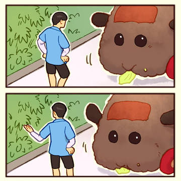 美味しそうな葉っぱを見つけたので食べさせてみる飼い主