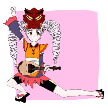マンドリンを持ってかっこつけるついなちゃん