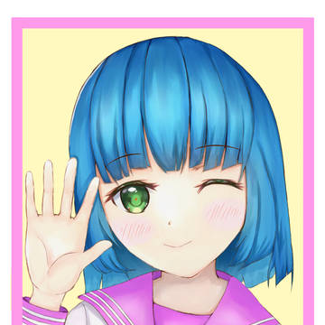 蒼髪少女とセーラ服