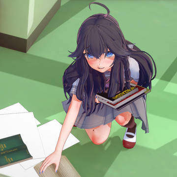 本を落とした霞ちゃん