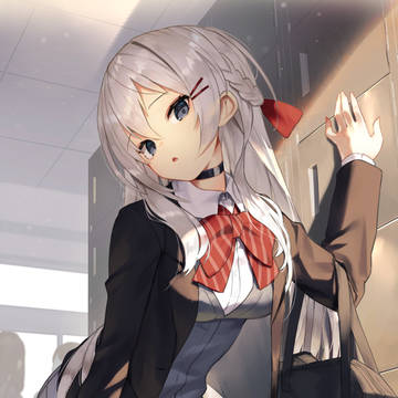 靴を履く白髪ちゃん