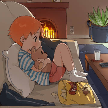 Cozy boy and his bear :>