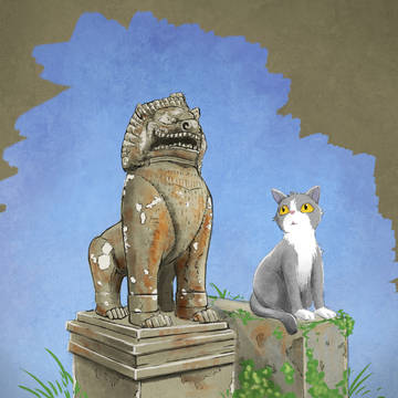 石造と猫