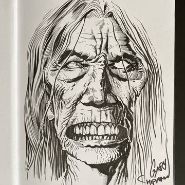 Headshot drawing in sketchbook
