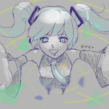 ミクさん初描き