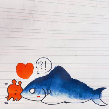サメとメンダコの初キス…(⌒▽⌒)