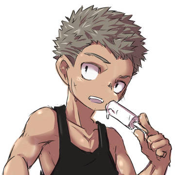 アイスを舐める少年