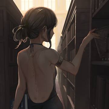 本を探す少女