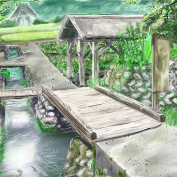 ひぐらしの聖地の背景描いてみたよ