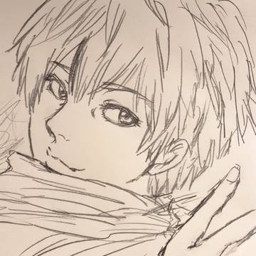 シャーペン描き男子