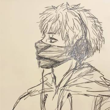 シャーペン一発描き男子