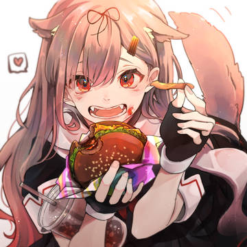 でっかいハンバーガーとぽ犬