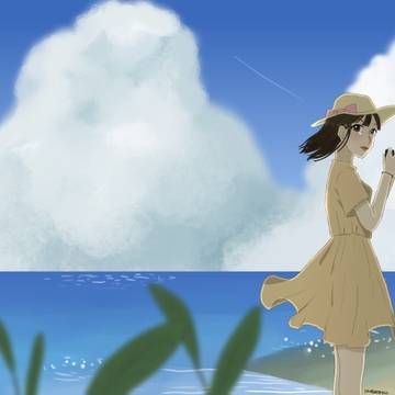 a summer morning at beach