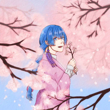 青い春の日の桜
