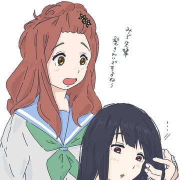ユーフォで先輩の髪を弄る後輩