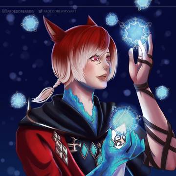 In his hands