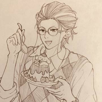 ポムポムプリンと盧笙先生。