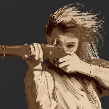 study girl with rifle