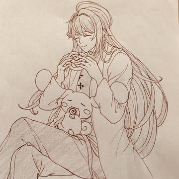 シナモンと寂雷先生。