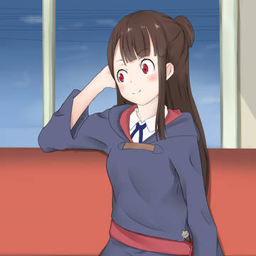 電車に乗るアッコ