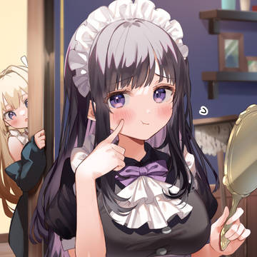 「こっそり笑顔の練習……」