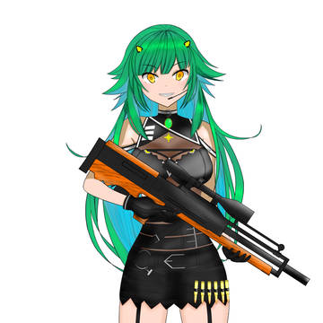 ヒスピさんに銃を持たせてみました。(全体像)