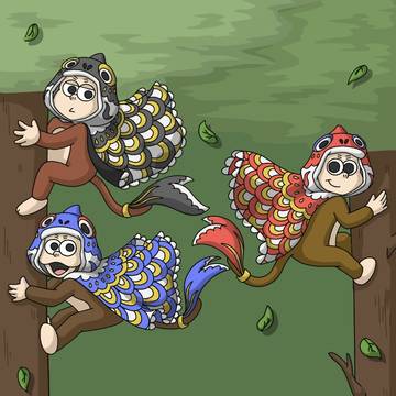 森の鯉のぼりごっこ