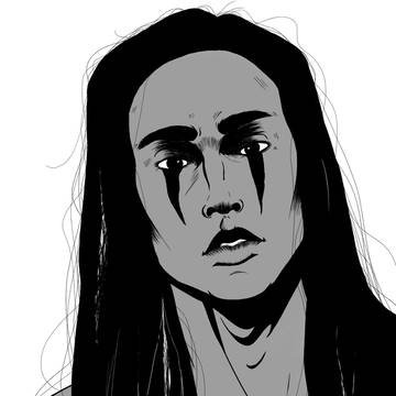 Long black hair