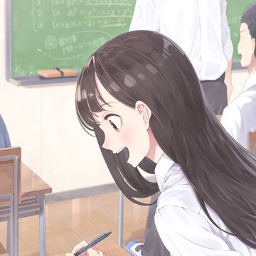 机を覗き込む時に距離が近い女の子