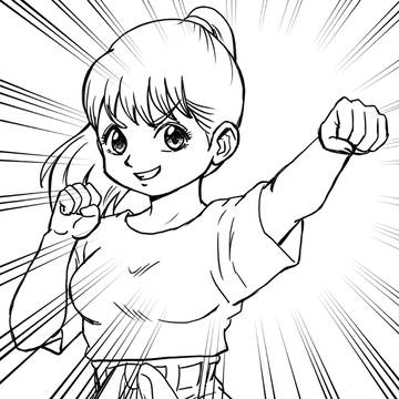 拳を突き出す少女