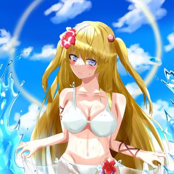 海辺の金髪少女