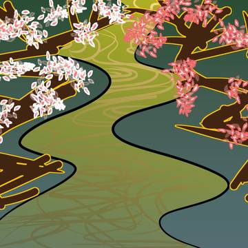尾形光琳 紅白梅図屏風!