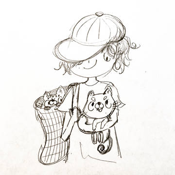 a boy and his cats