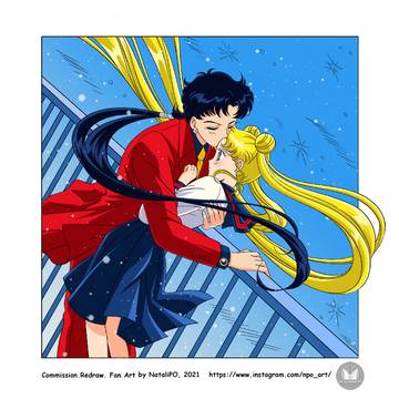 Seiya and Usagi. Redraw