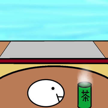 お茶を飲むまんじゅう