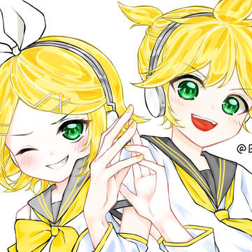 【フリー線画塗り】リン×レン キラッキラばーじょん！