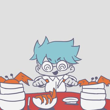 かにを食べるチーノ