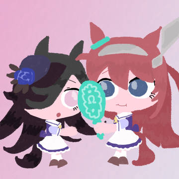 ミホノブルボンとライスシャワー「一緒に笑顔の練習！」