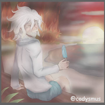 Nagito Komaeda enjoying beach