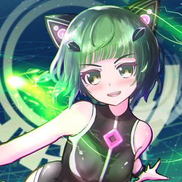 深緑と黒のサイバー少女【Skeb/Commission】