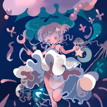 クラゲと女神のような女の子