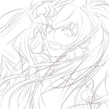 初音ミクの線画