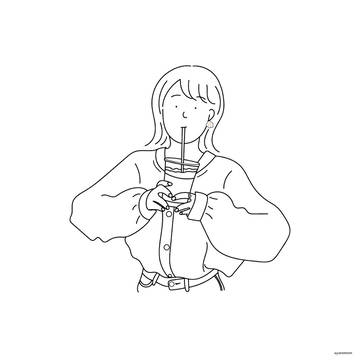 水分補給する女性
