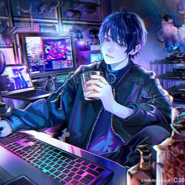 【依頼絵】お酒を飲みながら