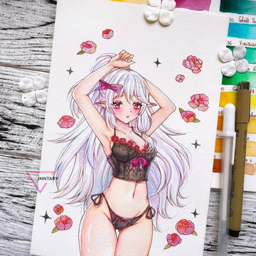 Watercolor lingerie commission