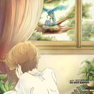 The girl and the blue bird